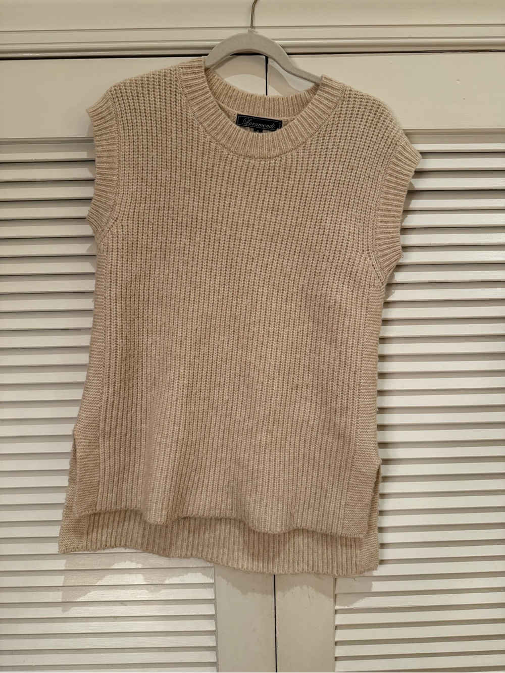 Sleeveless Off-The-Shoulder Knit Sweater - Cream